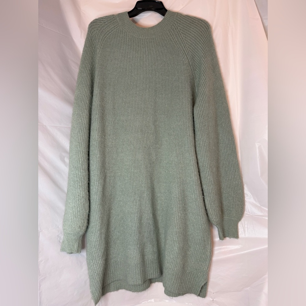 H&M Sage Green Crewneck Knit Sweater Dress